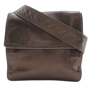 CHANEL One Shoulder Bag Calf Bronze Crossbody Belt